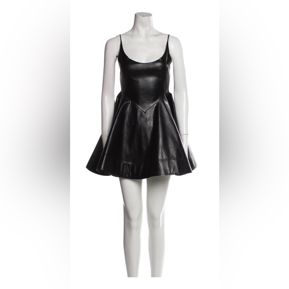 Shushu/tong Black Faux Leather Mini Dress